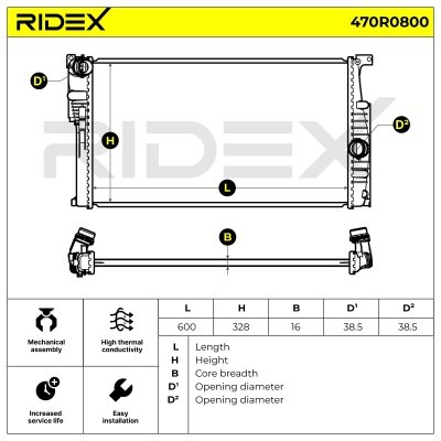 Kühler, Motorkühlung RIDEX 470R0800 470R0800 - foto 6