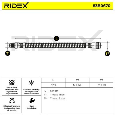 Bremsschlauch RIDEX 83B0670 83B0670 - foto 2