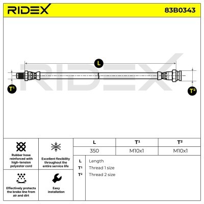 Bremsschlauch RIDEX 83B0343 83B0343 - foto 2