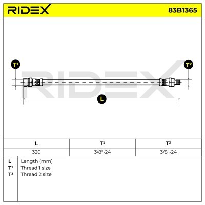 Bremsschlauch RIDEX 83B1365 83B1365 - foto 5