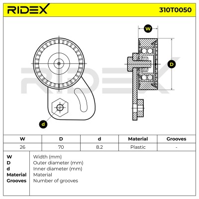 Spannarm Keilrippenriemen RIDEX 310T0050 310T0050 - foto 5