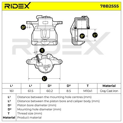 Bremssattel RIDEX 78B2555 78B2555 - foto 7