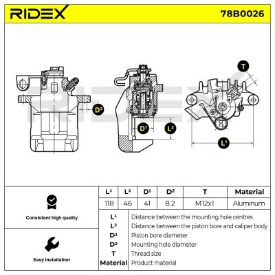 Bremssattel RIDEX 78B0026 78B0026 - foto 5