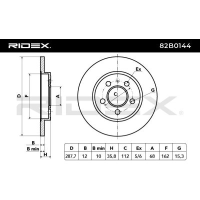 Bremsscheibe RIDEX 82B0144 82B0144 - foto 3