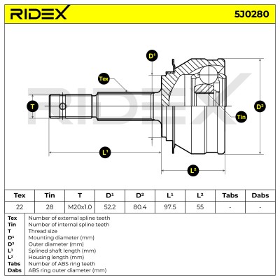 Gelenksatz, Antriebswelle RIDEX 5J0280 5J0280 - foto 5