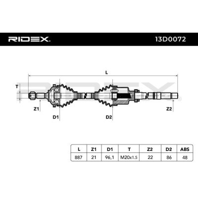 Antriebswelle RIDEX 13D0072 13D0072 - foto 6