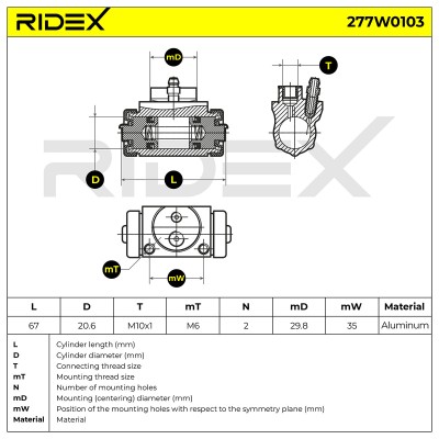 Radbremszylinder RIDEX 277W0103 277W0103 - foto 6