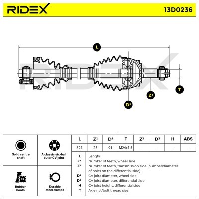 Antriebswelle RIDEX 13D0236 13D0236 - foto 4