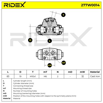 Radbremszylinder RIDEX 277W0014 277W0014 - foto 6