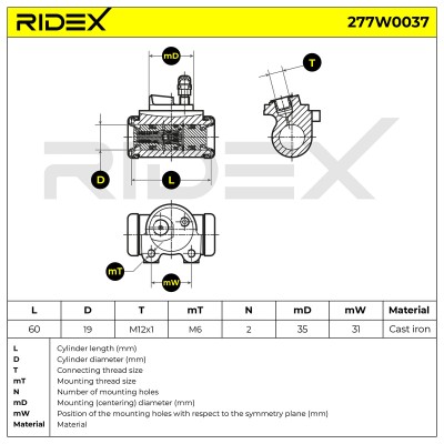 Radbremszylinder RIDEX 277W0037 277W0037 - foto 9