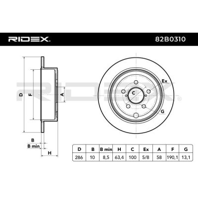 Bremsscheibe RIDEX 82B0310 82B0310 - foto 3
