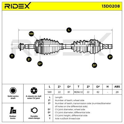 Antriebswelle RIDEX 13D0208 13D0208 - foto 7