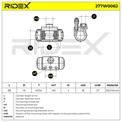 Radbremszylinder RIDEX 277W0062 277W0062 - foto 6