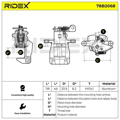 Bremssattel RIDEX 78B2068 78B2068 - foto 6