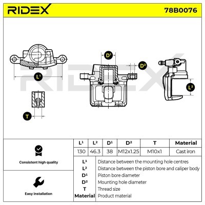 Bremssattel RIDEX 78B0076 78B0076 - foto 5