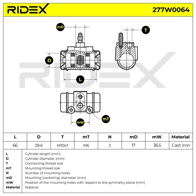 Radbremszylinder RIDEX 277W0064 277W0064 - foto 8