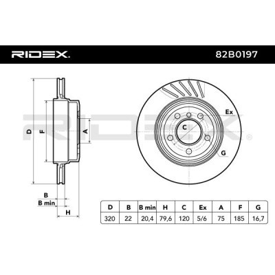 Bremsscheibe RIDEX 82B0197 82B0197 - foto 6