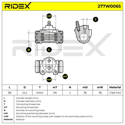 Radbremszylinder RIDEX 277W0065 277W0065 - foto 6