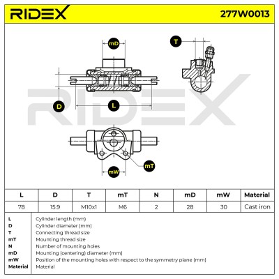 Radbremszylinder RIDEX 277W0013 277W0013 - foto 6