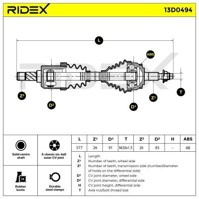 Antriebswelle RIDEX 13D0494 13D0494 - foto 8