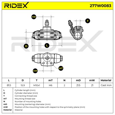 Radbremszylinder RIDEX 277W0083 277W0083 - foto 9