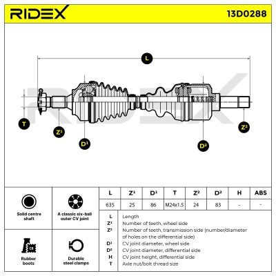 Antriebswelle RIDEX 13D0288 13D0288 - foto 5
