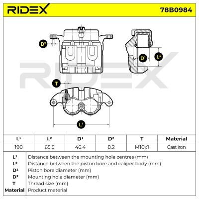 Bremssattel RIDEX 78B0984 78B0984 - foto 8