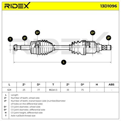 Antriebswelle RIDEX 13D1096 13D1096 - foto 7