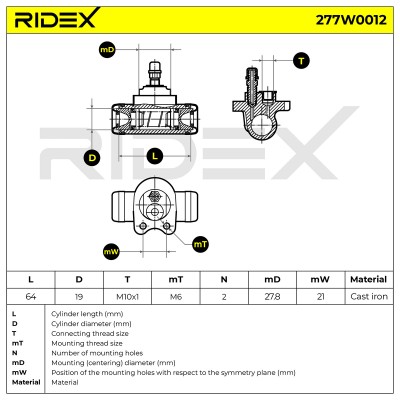 Radbremszylinder RIDEX 277W0012 277W0012 - foto 6