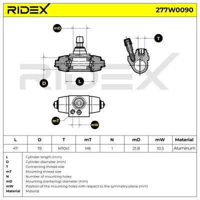 Radbremszylinder RIDEX 277W0090 277W0090 - foto 10
