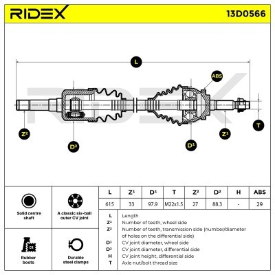 Antriebswelle RIDEX 13D0566 13D0566 - foto 7
