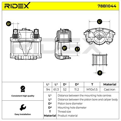 Bremssattel RIDEX 78B1044 78B1044 - foto 6