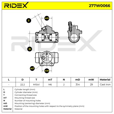 Radbremszylinder RIDEX 277W0066 277W0066 - foto 6