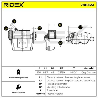 Bremssattel RIDEX 78B1351 78B1351 - foto 6