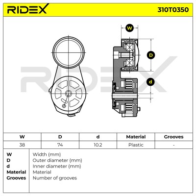 Spannarm Keilrippenriemen RIDEX 310T0350 310T0350 - foto 5