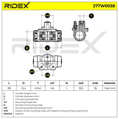 Radbremszylinder RIDEX 277W0038 277W0038 - foto 6