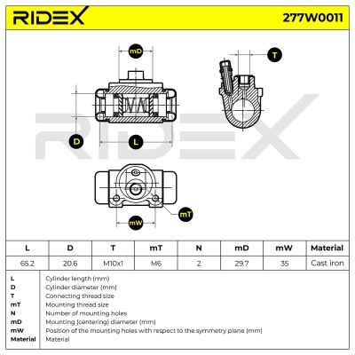 Radbremszylinder RIDEX 277W0011 277W0011 - foto 6