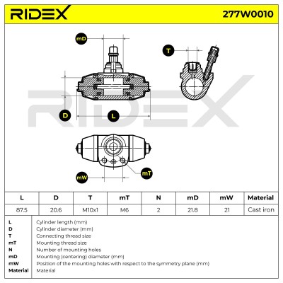 Radbremszylinder RIDEX 277W0010 277W0010 - foto 6