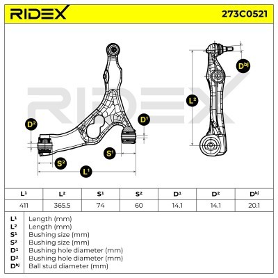 Querlenker RIDEX 273C0521 273C0521 - foto 5