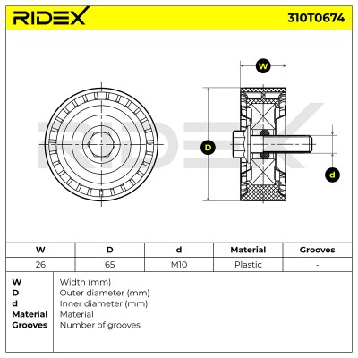 Riemenspanner, Keilrippenriemen RIDEX 310T0674 310T0674 - foto 6