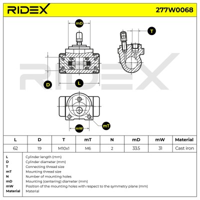 Radbremszylinder RIDEX 277W0068 277W0068 - foto 6