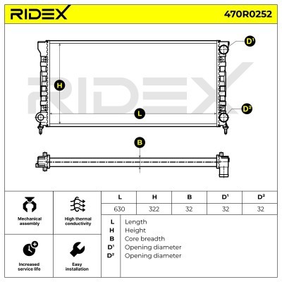 Kühler, Motorkühlung RIDEX 470R0252 470R0252 - foto 5