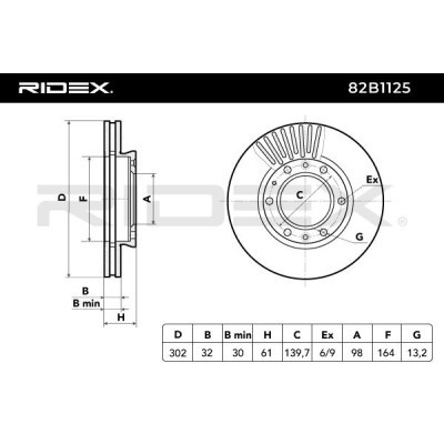 Bremsscheibe RIDEX 82B1125 82B1125 - foto 6