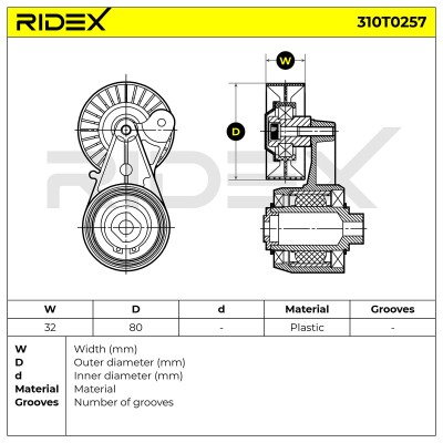Spannarm Keilrippenriemen RIDEX 310T0257 310T0257 - foto 6