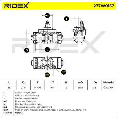 Radbremszylinder RIDEX 277W0157 277W0157 - foto 6