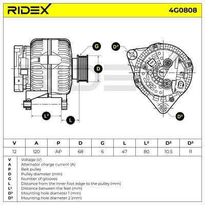 Generator RIDEX 4G0808 4G0808 - foto 5