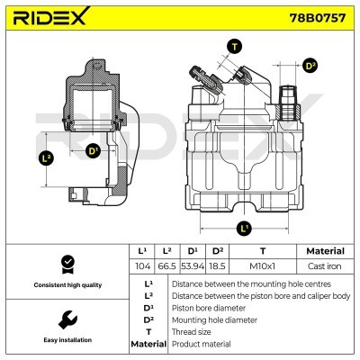 Bremssattel RIDEX 78B0757 78B0757 - foto 6