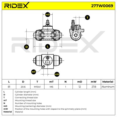 Radbremszylinder RIDEX 277W0069 277W0069 - foto 6