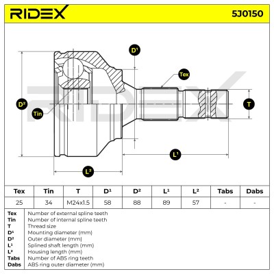 Gelenksatz, Antriebswelle RIDEX 5J0150 5J0150 - foto 5