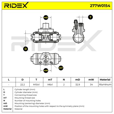 Radbremszylinder RIDEX 277W0154 277W0154 - foto 6